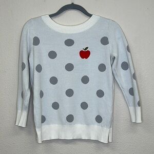 Loft Polka Dot Apple Print Sweater Size Small